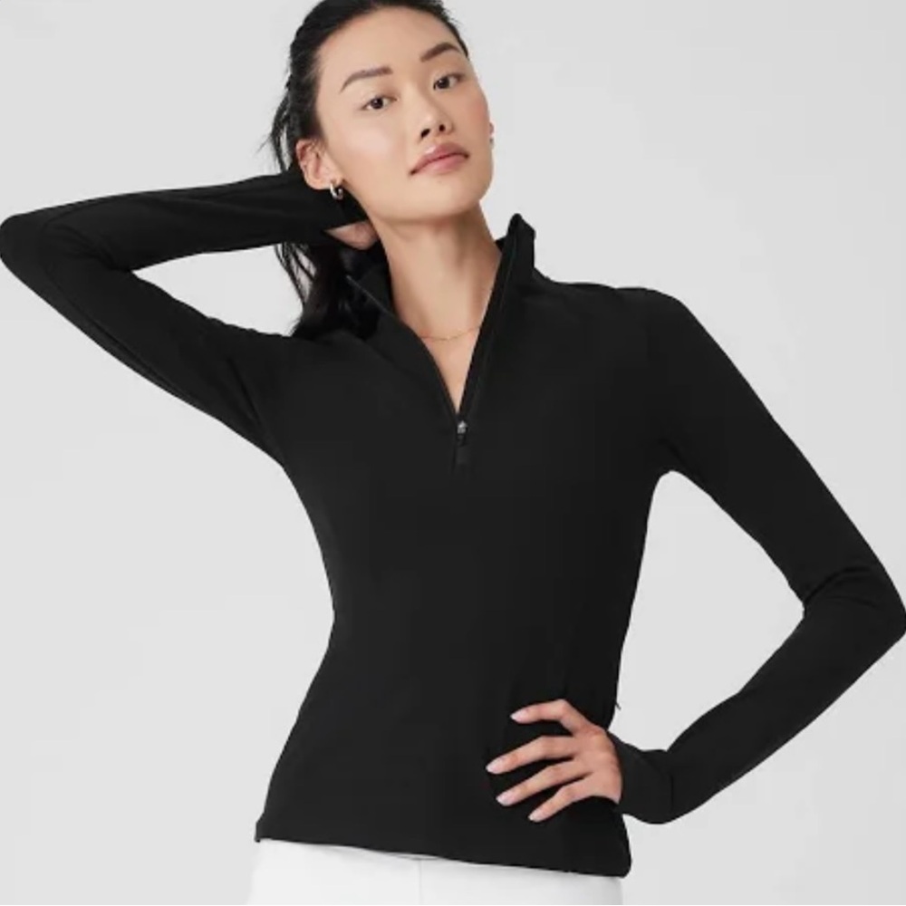Outdoor Voices Black Half Zip Long Sleeve Top Size Large